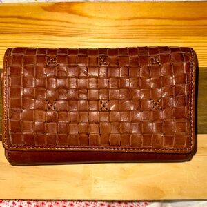 Woven Brown Genuine Trifold Leather Wallet India